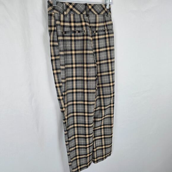 H&M Pants Women's 2 Tan Gray Plaid Ankle Tweed NWT - Picture 14 of 16